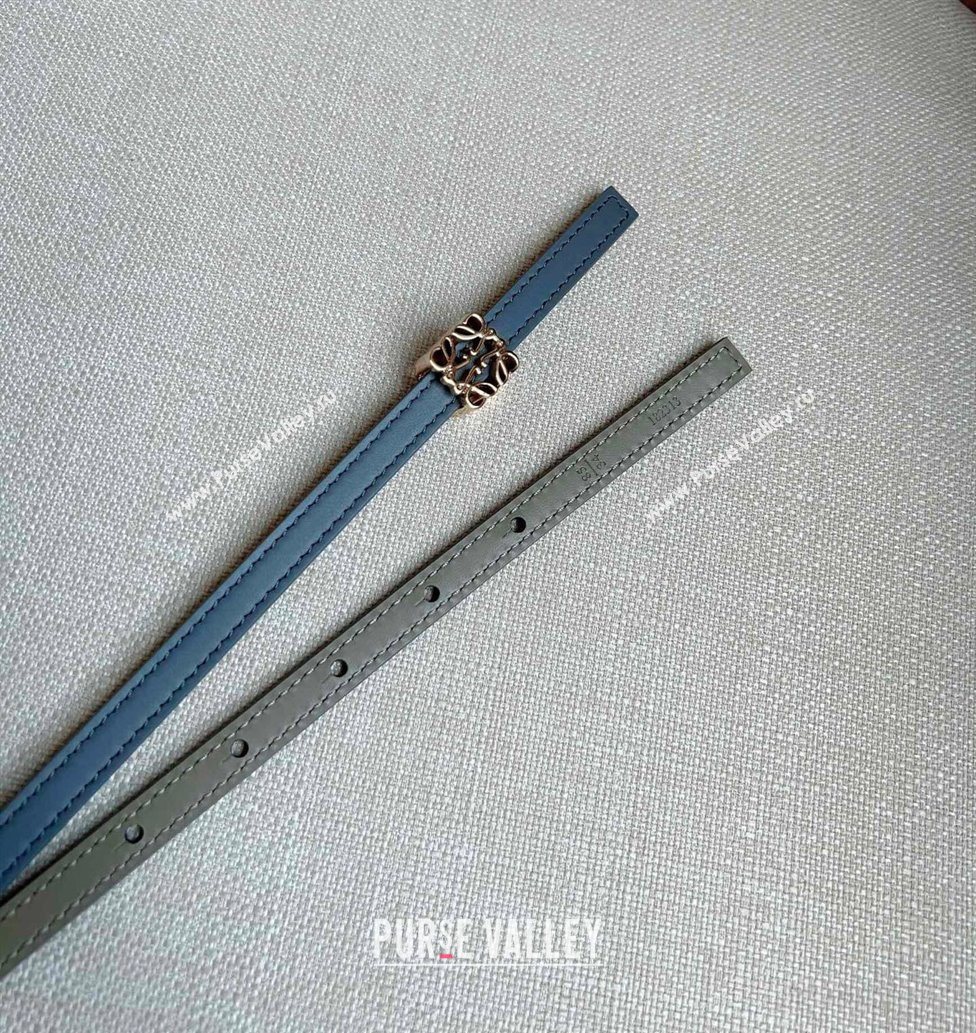 Loewe Anagram Belt 1cm in Smooth Calfskin Leather Grey/Gold 2025 LW091206 (99-250912091)