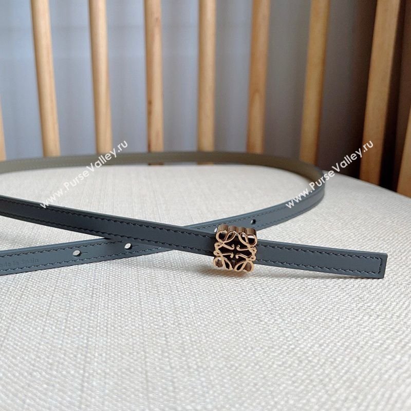Loewe Anagram Belt 1cm in Smooth Calfskin Leather Grey/Gold 2025 LW091206 (99-250912091)