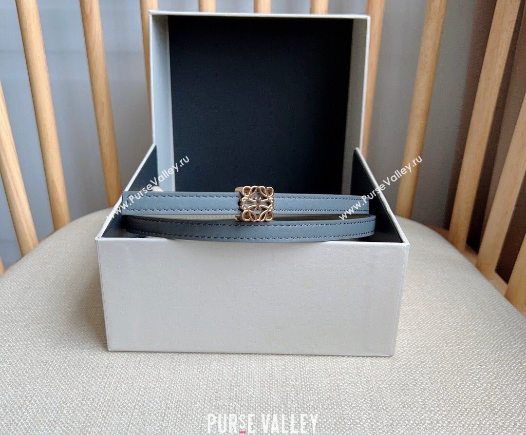 Loewe Anagram Belt 1cm in Smooth Calfskin Leather Grey/Gold 2025 LW091206 (99-250912091)