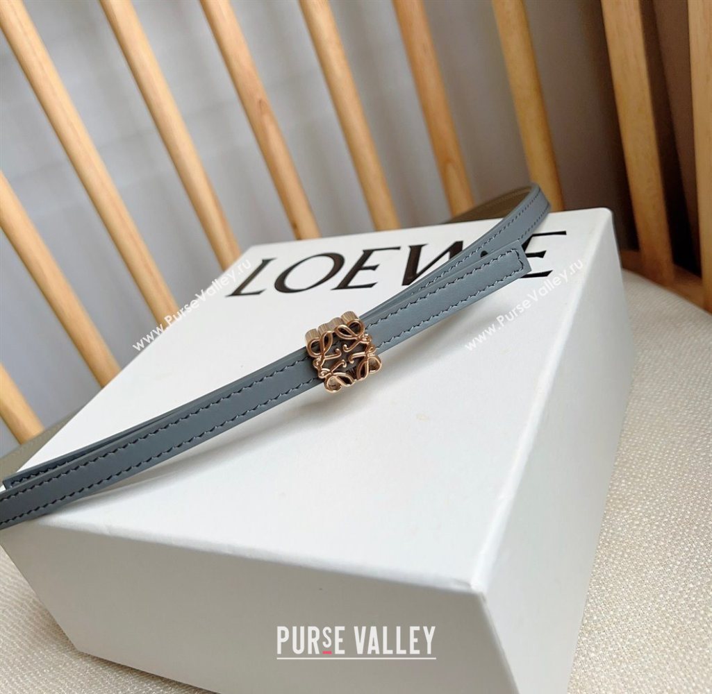 Loewe Anagram Belt 1cm in Smooth Calfskin Leather Grey/Gold 2025 LW091206 (99-250912091)