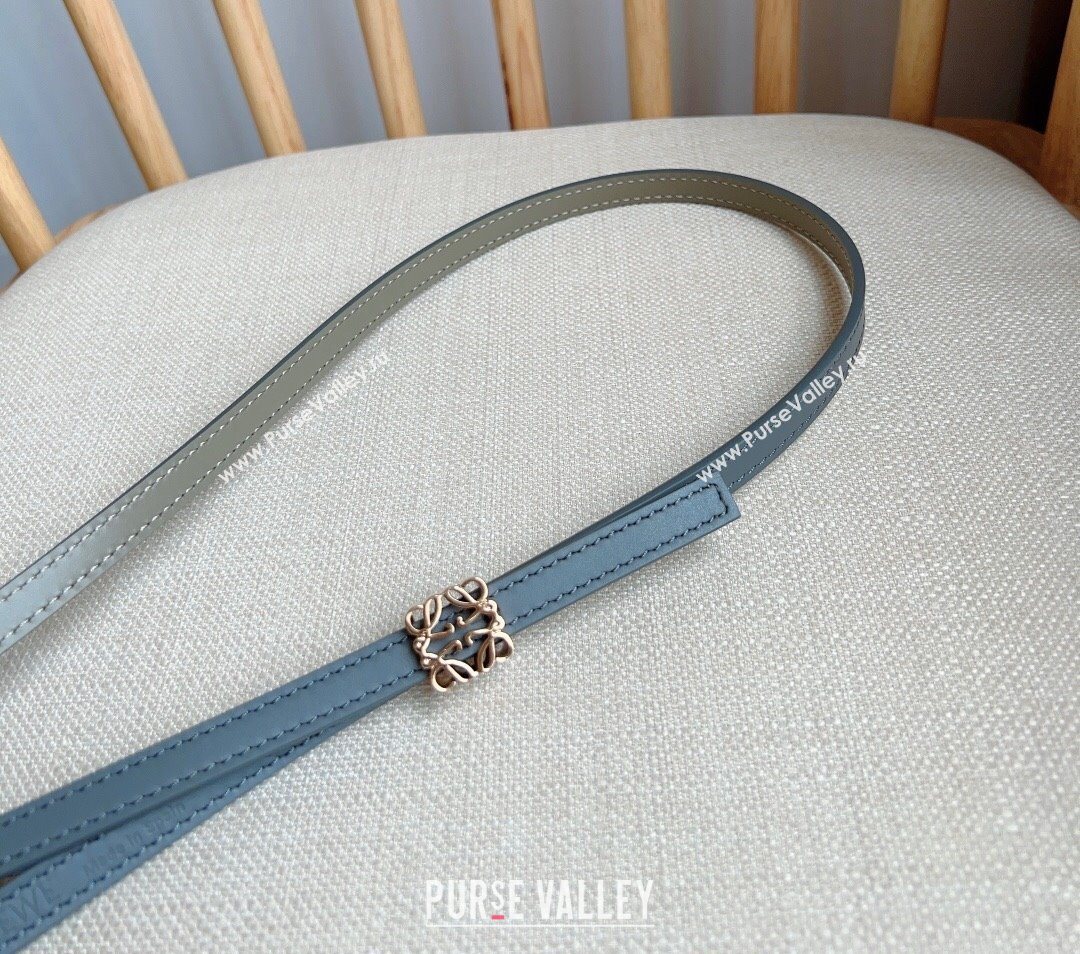 Loewe Anagram Belt 1cm in Smooth Calfskin Leather Grey/Gold 2025 LW091206 (99-250912091)