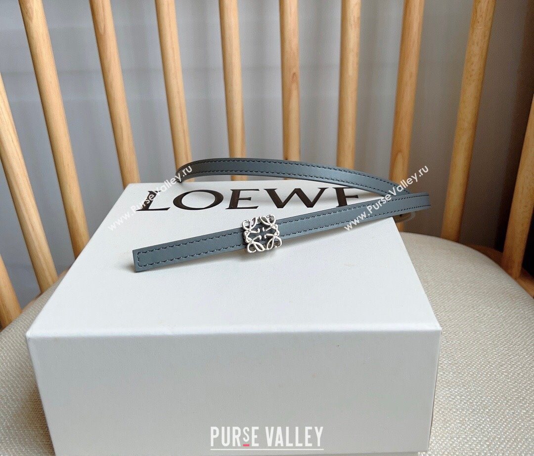 Loewe Anagram Belt 1cm in Smooth Calfskin Leather Grey/Silver 2025 LW091206 (99-250912092)