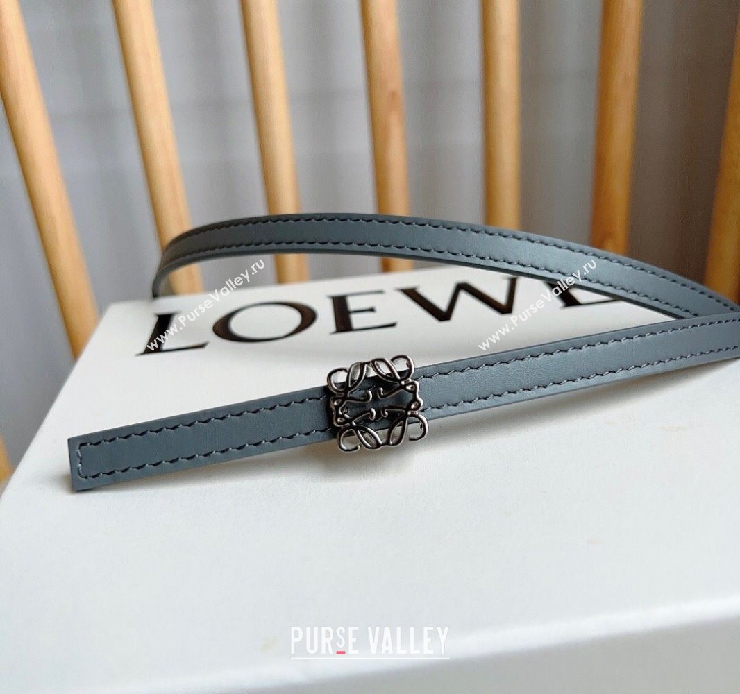 Loewe Anagram Belt 1cm in Smooth Calfskin Leather Grey/Silver 2025 LW091206 (99-250912092)