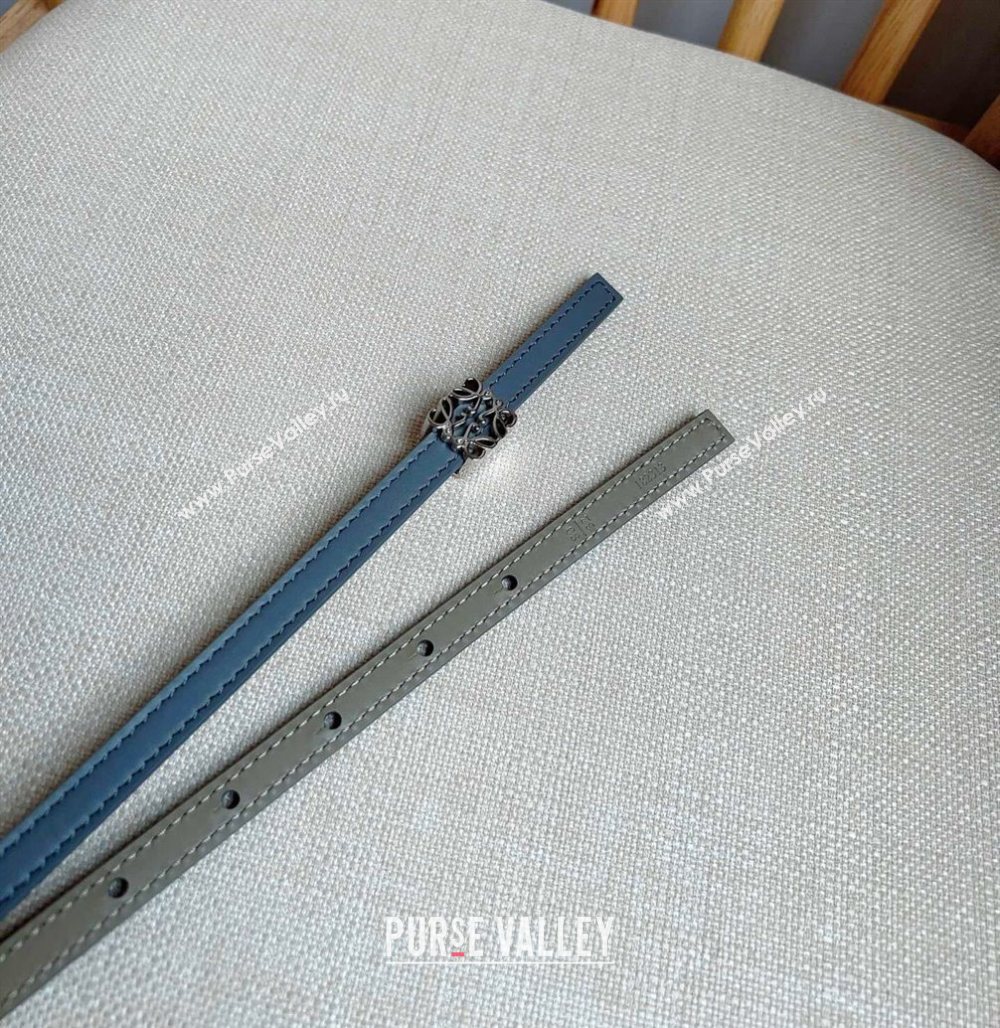 Loewe Anagram Belt 1cm in Smooth Calfskin Leather Grey/Silver 2025 LW091206 (99-250912092)