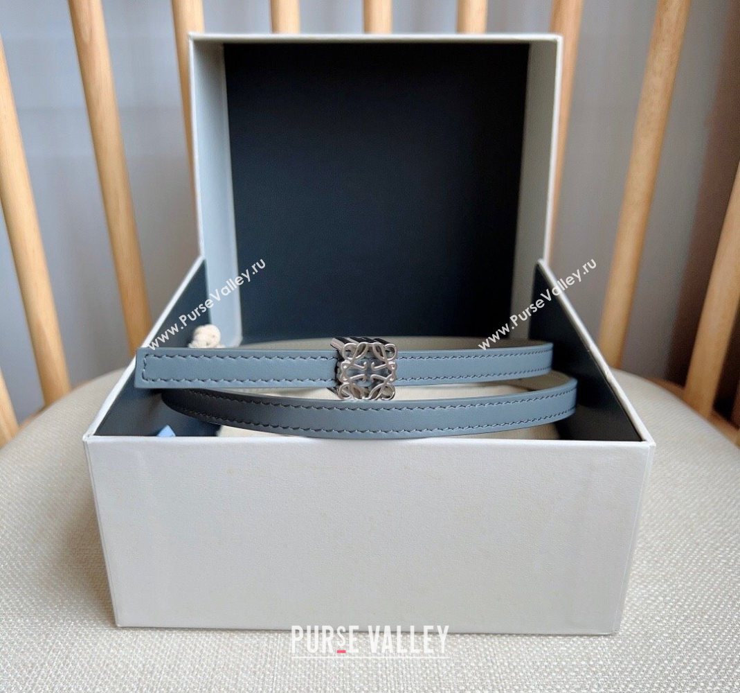 Loewe Anagram Belt 1cm in Smooth Calfskin Leather Grey/Silver 2025 LW091206 (99-250912092)