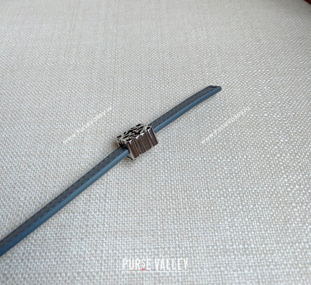 Loewe Anagram Belt 1cm in Smooth Calfskin Leather Grey/Silver 2025 LW091206 (99-250912092)