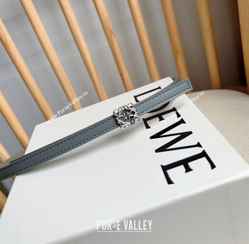 Loewe Anagram Belt 1cm in Smooth Calfskin Leather Grey/Silver 2025 LW091206 (99-250912092)