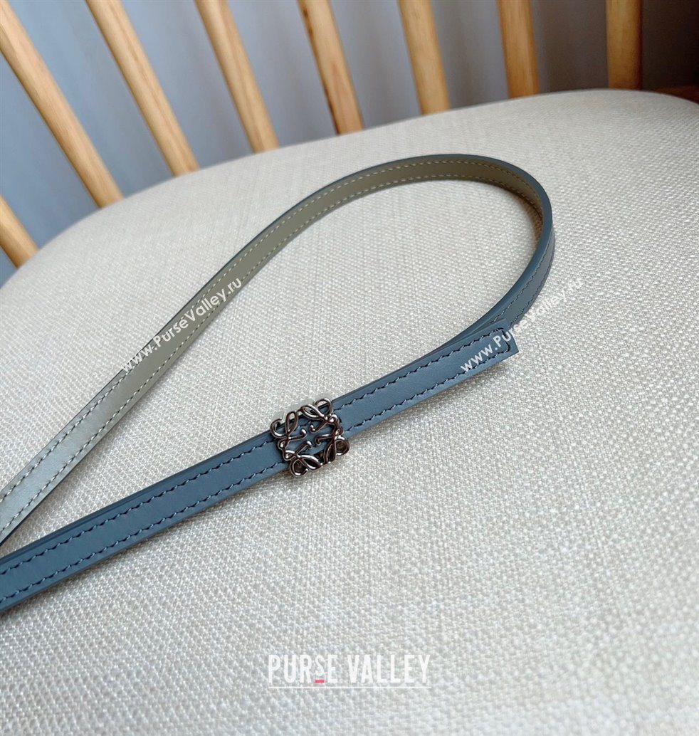 Loewe Anagram Belt 1cm in Smooth Calfskin Leather Grey/Silver 2025 LW091206 (99-250912092)
