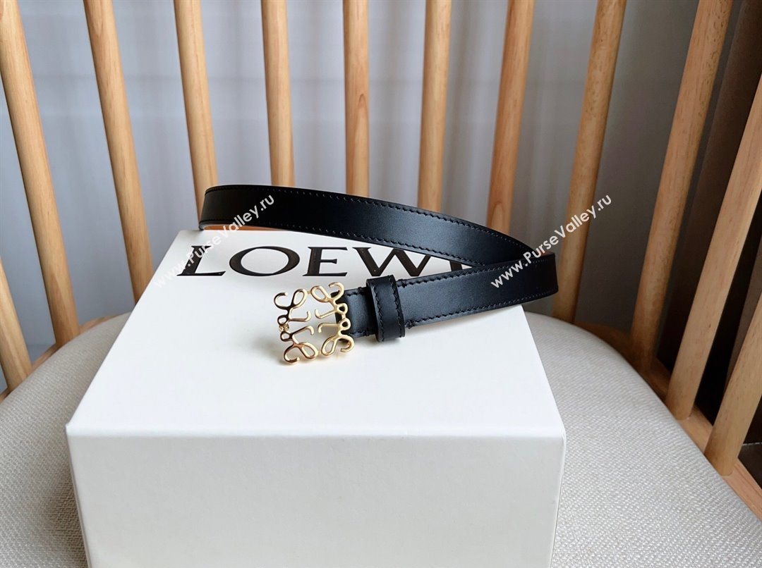 Loewe Anagram Belt 2cm in Smooth Calfskin Leather Black/Gold 2025 LW091206 (99-250912093)