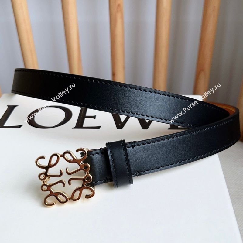 Loewe Anagram Belt 2cm in Smooth Calfskin Leather Black/Gold 2025 LW091206 (99-250912093)
