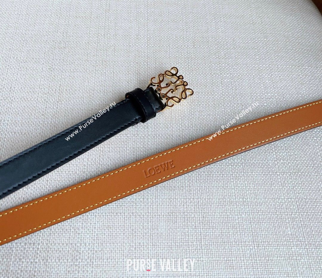 Loewe Anagram Belt 2cm in Smooth Calfskin Leather Black/Gold 2025 LW091206 (99-250912093)