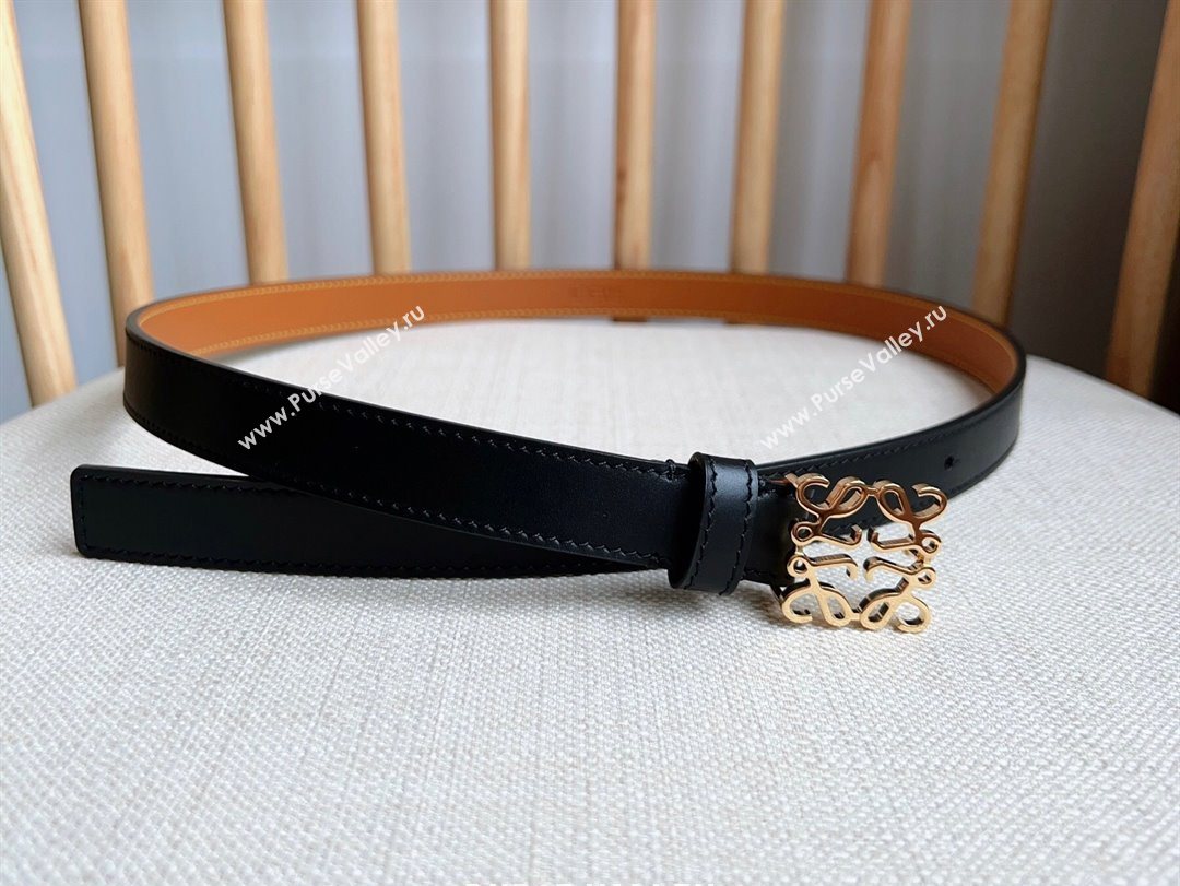 Loewe Anagram Belt 2cm in Smooth Calfskin Leather Black/Gold 2025 LW091206 (99-250912093)