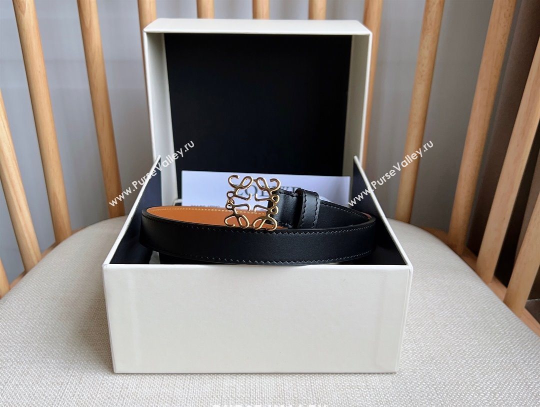 Loewe Anagram Belt 2cm in Smooth Calfskin Leather Black/Gold 2025 LW091206 (99-250912093)