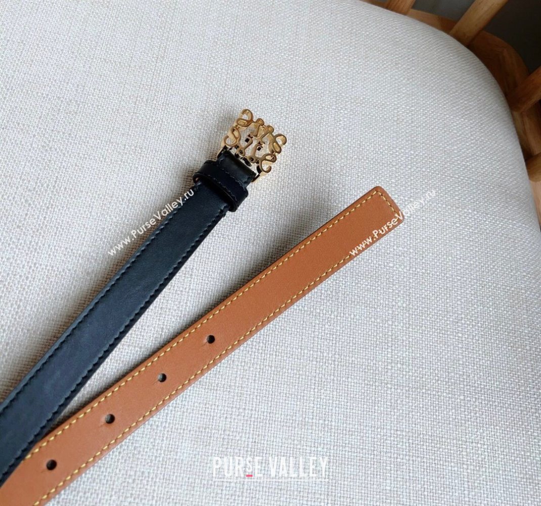 Loewe Anagram Belt 2cm in Smooth Calfskin Leather Black/Gold 2025 LW091206 (99-250912093)