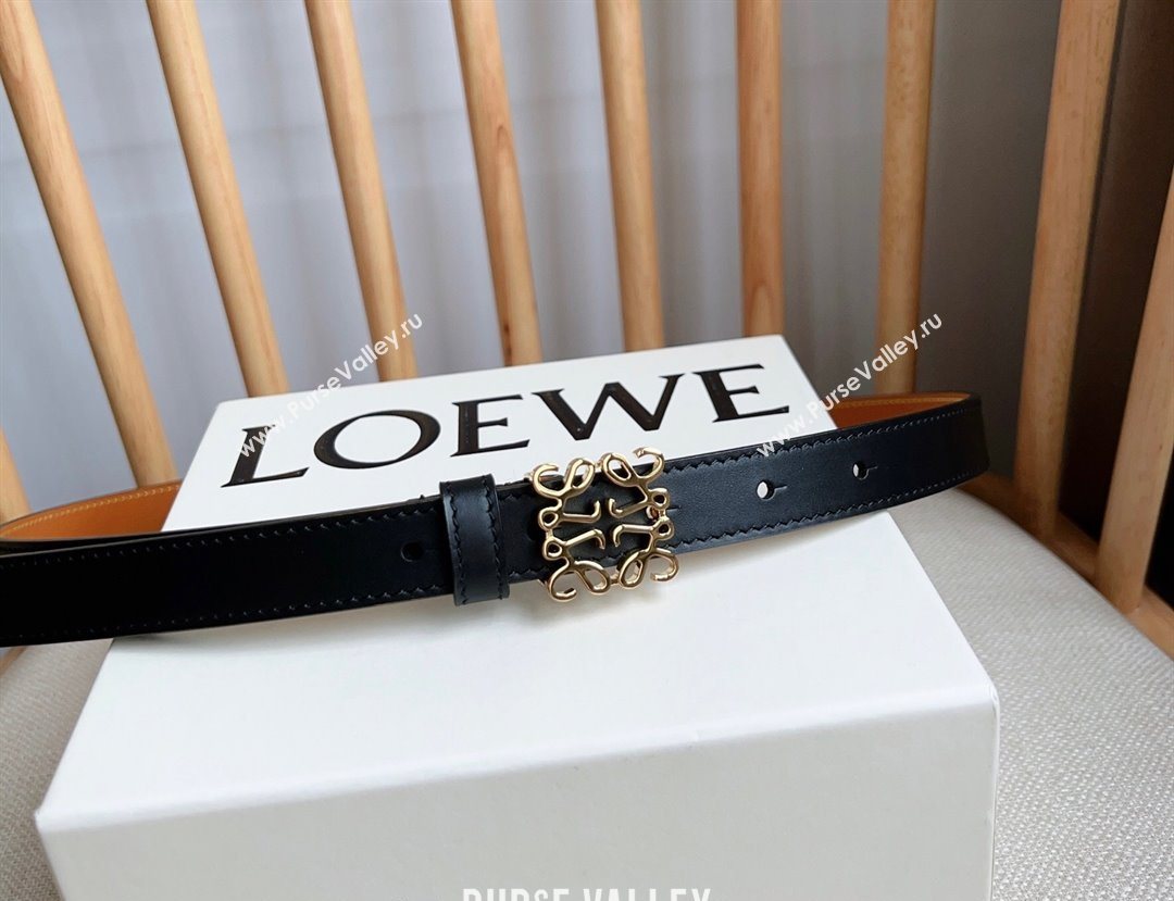 Loewe Anagram Belt 2cm in Smooth Calfskin Leather Black/Gold 2025 LW091206 (99-250912093)