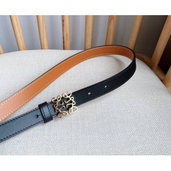 Loewe Anagram Belt 2cm in Smooth Calfskin Leather Black/Gold 2025 LW091206 (99-250912093)