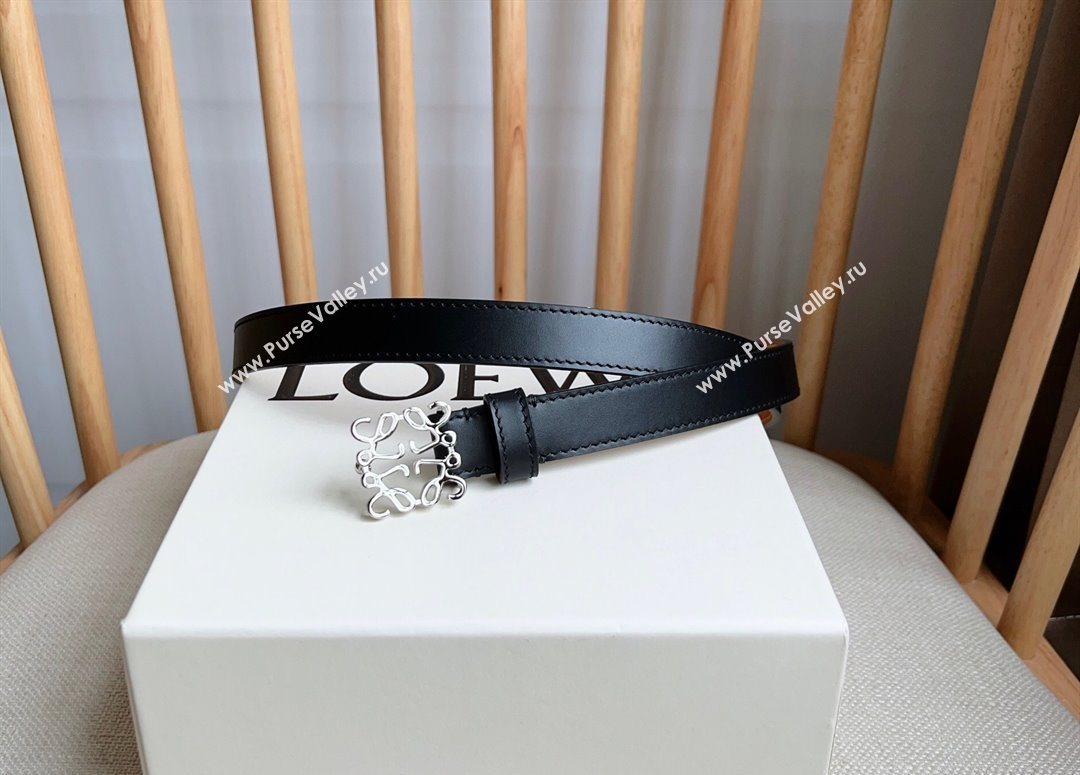 Loewe Anagram Belt 2cm in Smooth Calfskin Leather Black/Silver 2025 LW091206 (99-250912094)