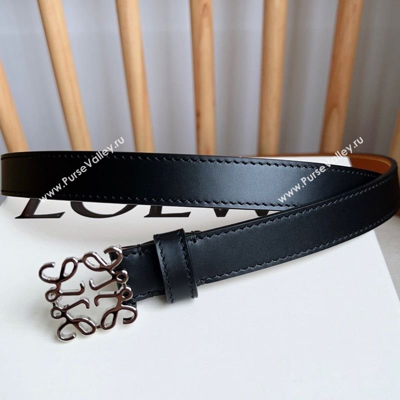 Loewe Anagram Belt 2cm in Smooth Calfskin Leather Black/Silver 2025 LW091206 (99-250912094)