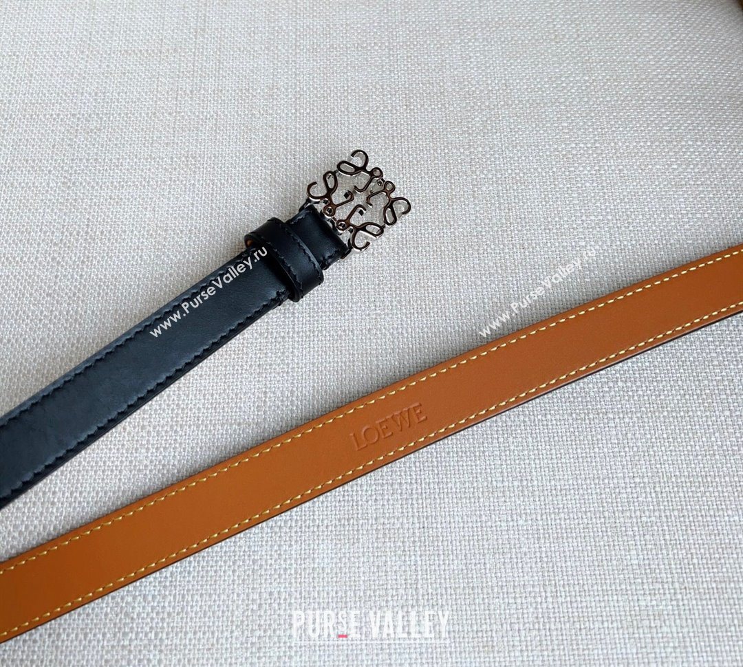 Loewe Anagram Belt 2cm in Smooth Calfskin Leather Black/Silver 2025 LW091206 (99-250912094)