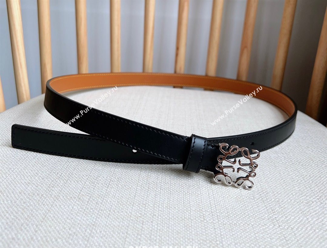 Loewe Anagram Belt 2cm in Smooth Calfskin Leather Black/Silver 2025 LW091206 (99-250912094)