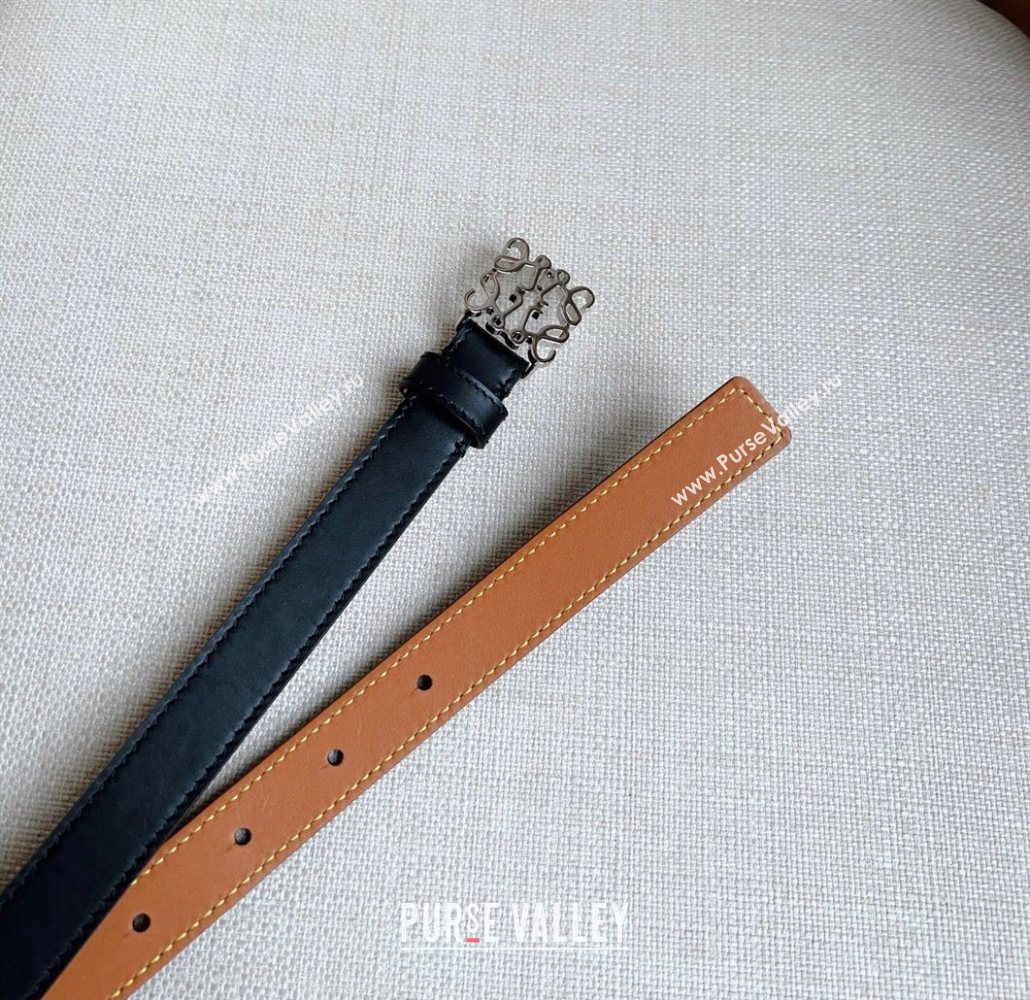 Loewe Anagram Belt 2cm in Smooth Calfskin Leather Black/Silver 2025 LW091206 (99-250912094)