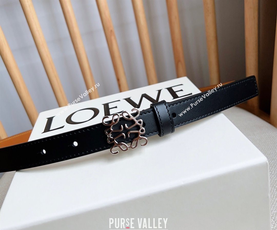 Loewe Anagram Belt 2cm in Smooth Calfskin Leather Black/Silver 2025 LW091206 (99-250912094)