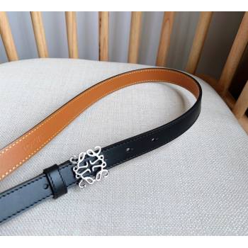 Loewe Anagram Belt 2cm in Smooth Calfskin Leather Black/Silver 2025 LW091206 (99-250912094)