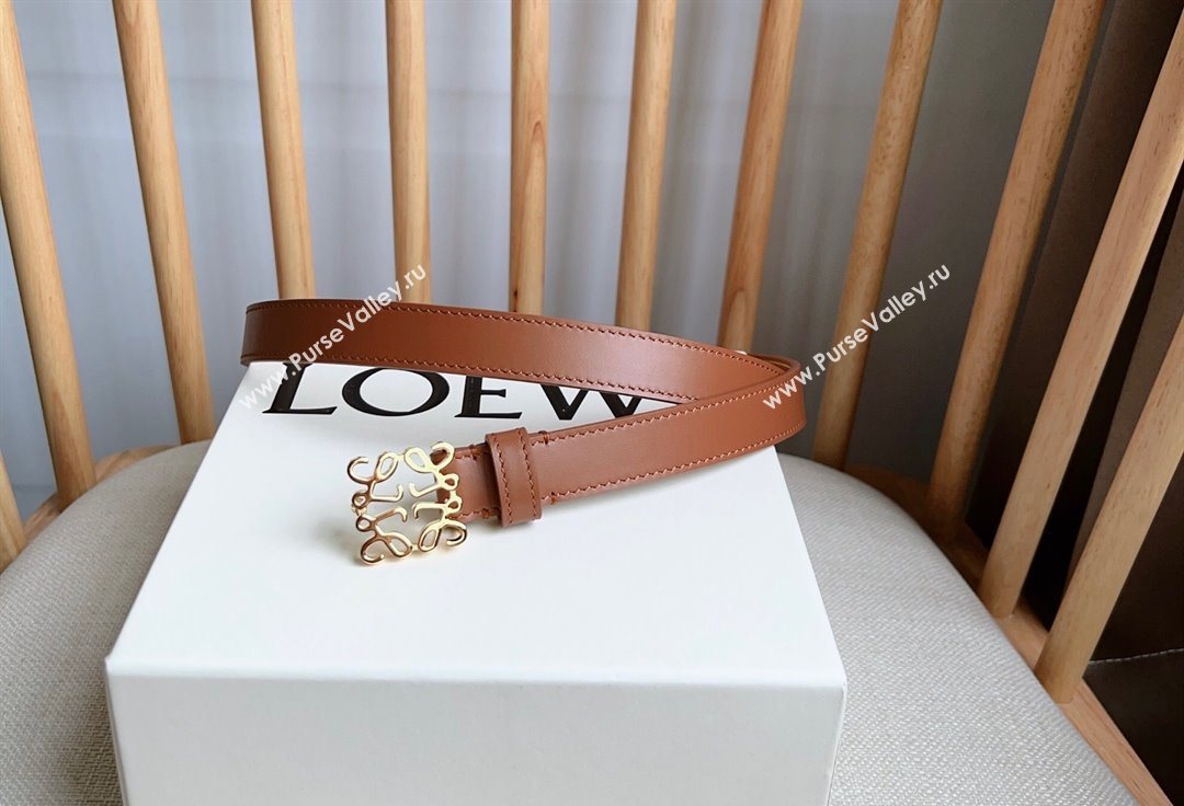 Loewe Anagram Belt 2cm in Smooth Calfskin Leather Brown/Gold 2025 LW091206 (99-250912095)