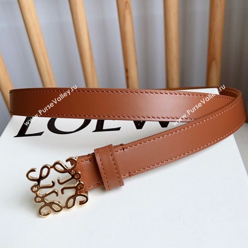 Loewe Anagram Belt 2cm in Smooth Calfskin Leather Brown/Gold 2025 LW091206 (99-250912095)