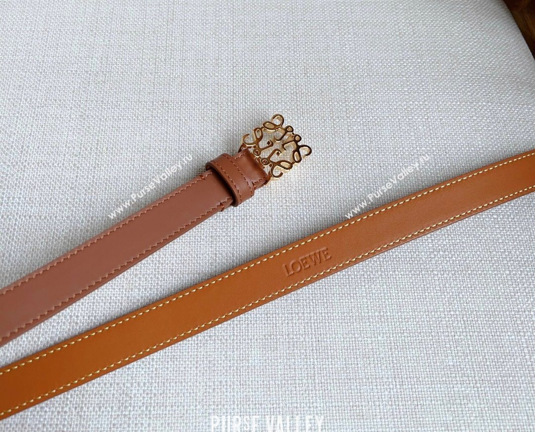 Loewe Anagram Belt 2cm in Smooth Calfskin Leather Brown/Gold 2025 LW091206 (99-250912095)