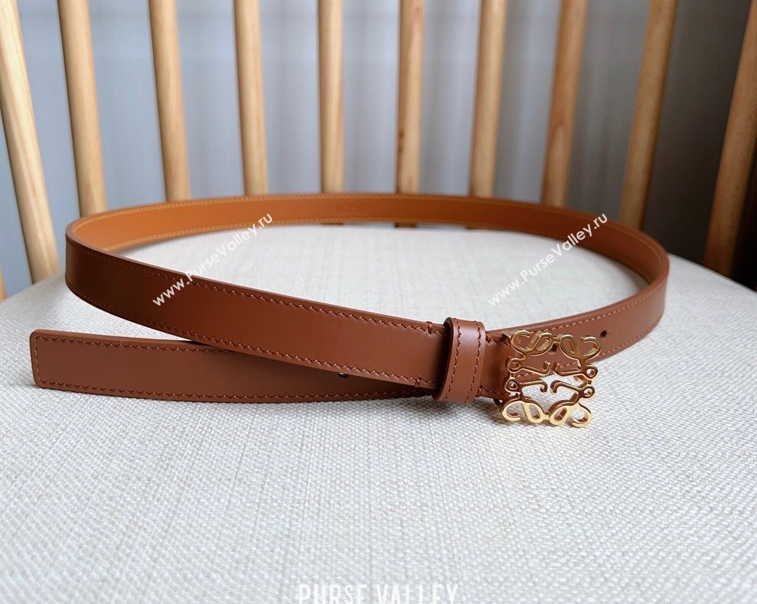 Loewe Anagram Belt 2cm in Smooth Calfskin Leather Brown/Gold 2025 LW091206 (99-250912095)