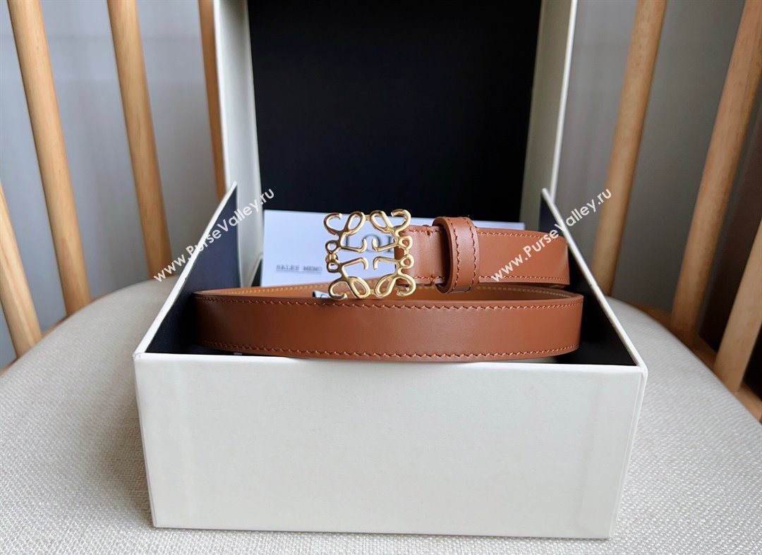 Loewe Anagram Belt 2cm in Smooth Calfskin Leather Brown/Gold 2025 LW091206 (99-250912095)