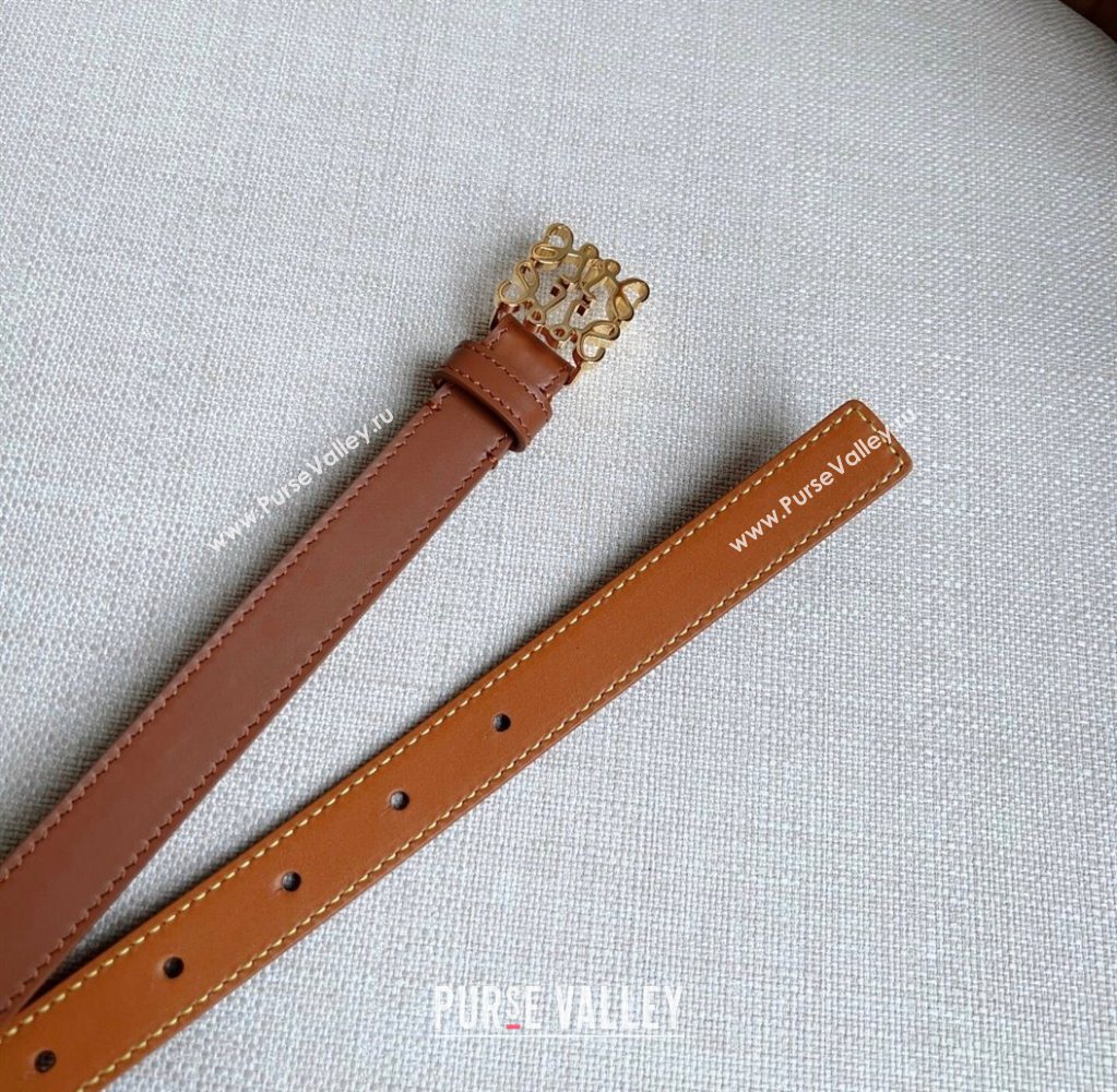 Loewe Anagram Belt 2cm in Smooth Calfskin Leather Brown/Gold 2025 LW091206 (99-250912095)