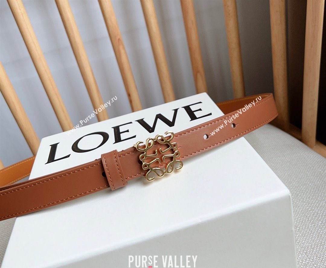 Loewe Anagram Belt 2cm in Smooth Calfskin Leather Brown/Gold 2025 LW091206 (99-250912095)