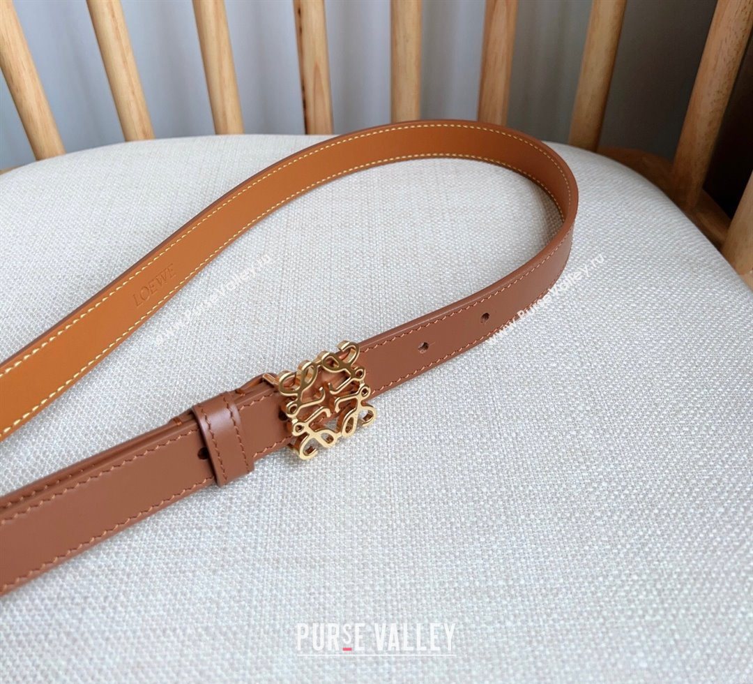 Loewe Anagram Belt 2cm in Smooth Calfskin Leather Brown/Gold 2025 LW091206 (99-250912095)