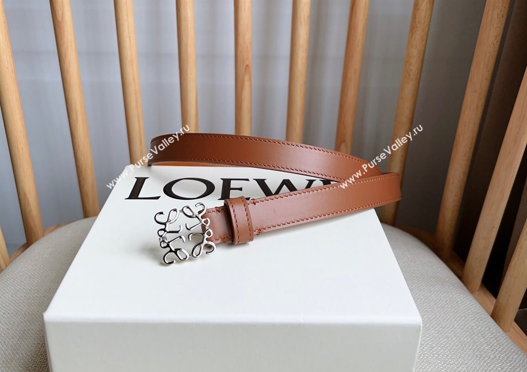 Loewe Anagram Belt 2cm in Smooth Calfskin Leather Brown/Silver 2025 LW091206 (99-250912096)