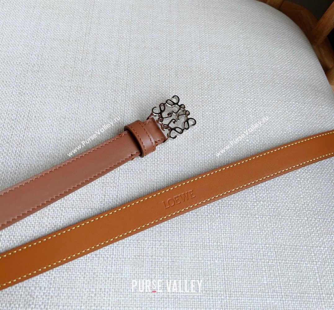 Loewe Anagram Belt 2cm in Smooth Calfskin Leather Brown/Silver 2025 LW091206 (99-250912096)