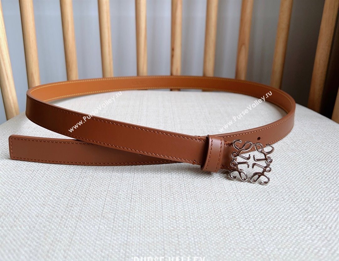 Loewe Anagram Belt 2cm in Smooth Calfskin Leather Brown/Silver 2025 LW091206 (99-250912096)