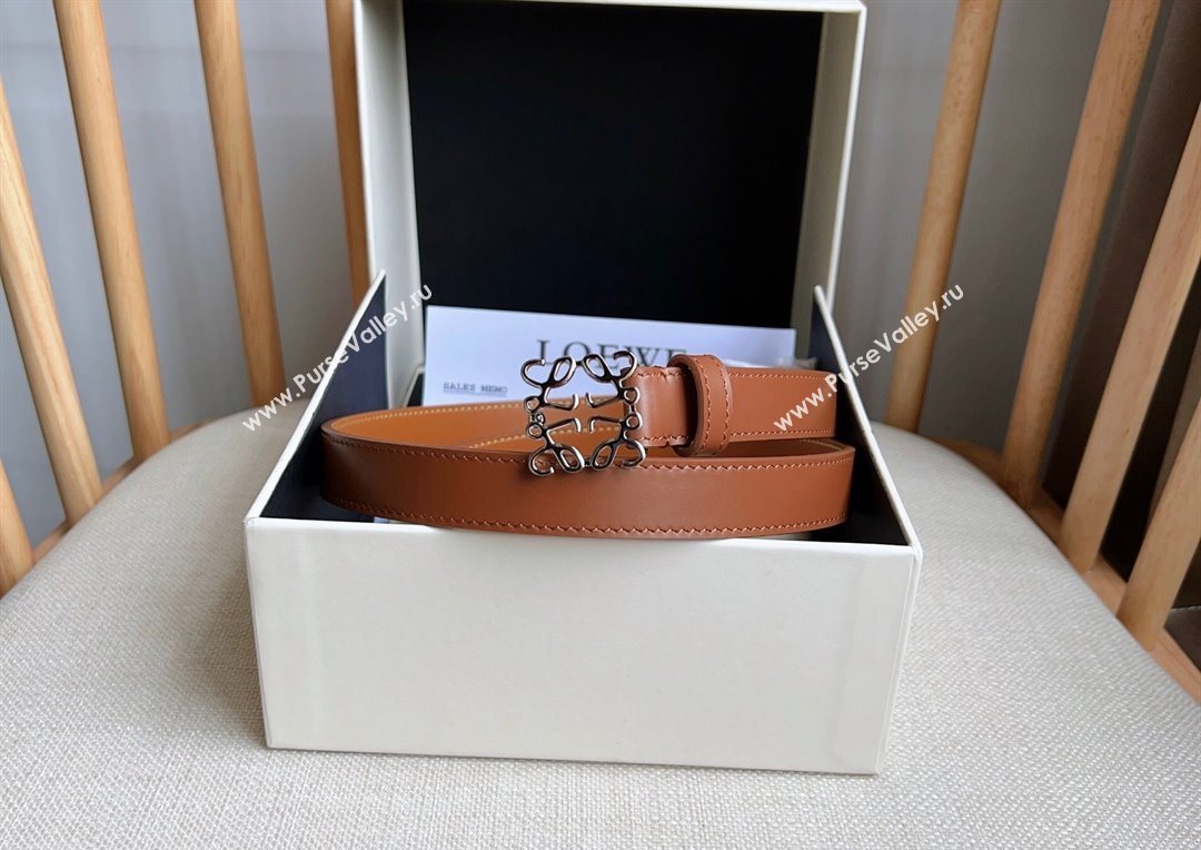 Loewe Anagram Belt 2cm in Smooth Calfskin Leather Brown/Silver 2025 LW091206 (99-250912096)