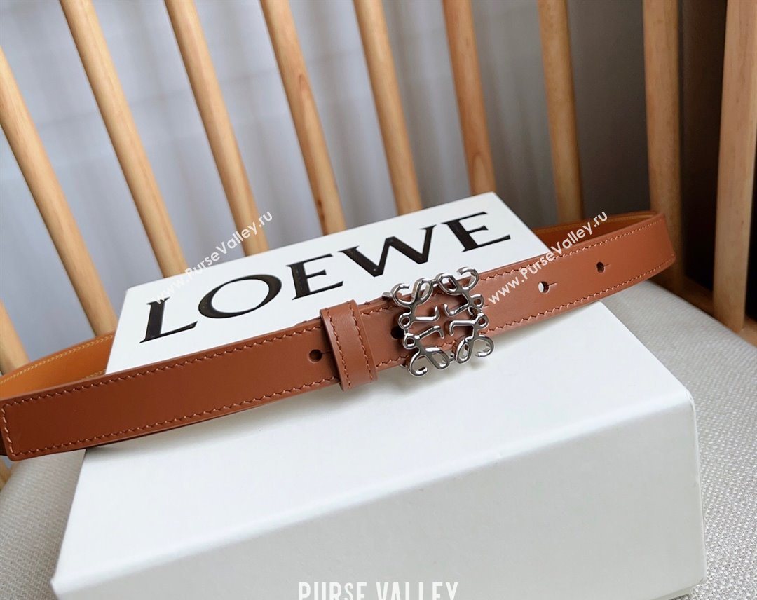 Loewe Anagram Belt 2cm in Smooth Calfskin Leather Brown/Silver 2025 LW091206 (99-250912096)