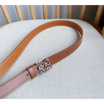 Loewe Anagram Belt 2cm in Smooth Calfskin Leather Brown/Silver 2025 LW091206 (99-250912096)