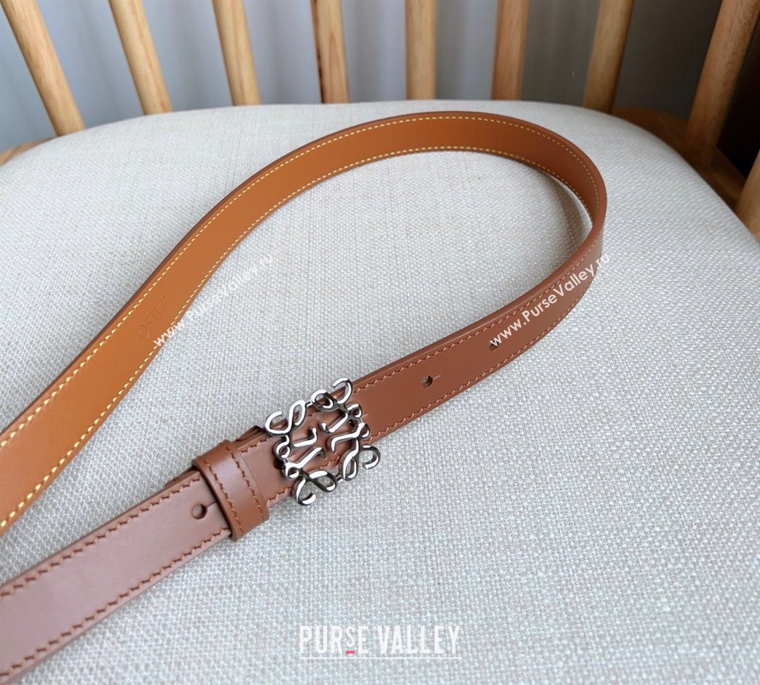 Loewe Anagram Belt 2cm in Smooth Calfskin Leather Brown/Silver 2025 LW091206 (99-250912096)