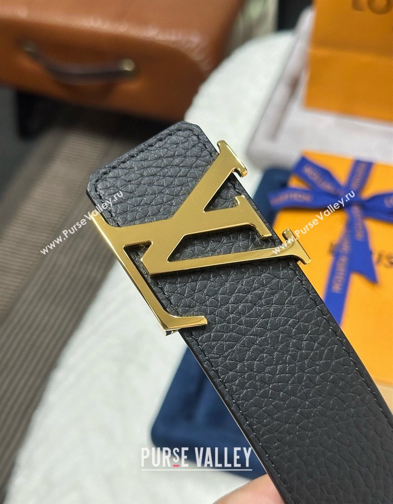 Louis Vuitton Reversible Togo Grained Leather Belt 4cm with LV Buckle Black/Gold 2025 LV091202 (99-250912121)