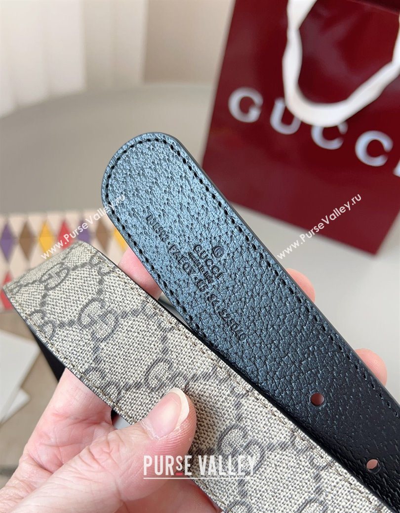 Gucci GG Leather Belt 3.5cm Beige/Gold 2025 GG091201 (99-250912138)