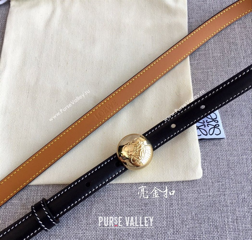 Loewe Pebble Belt 1.5cm in Calfskin Leather Black/Gold 2025 LW091201 (99-251112109)