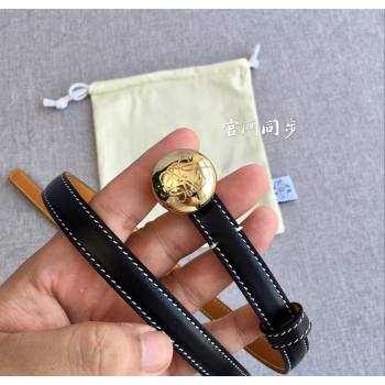 Loewe Pebble Belt 1.5cm in Calfskin Leather Black/Gold 2025 LW091201 (99-251112109)