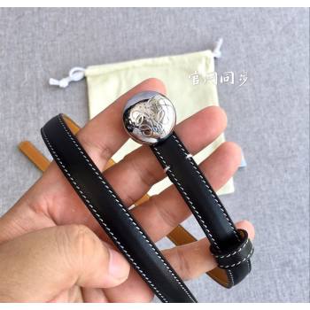 Loewe Pebble Belt 1.5cm in Calfskin Leather Black/Silver 2025 LW091201 (99-251112110)