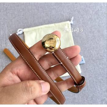 Loewe Pebble Belt 1.5cm in Calfskin Leather Brown/Gold 2025 LW091201 (99-251112107)