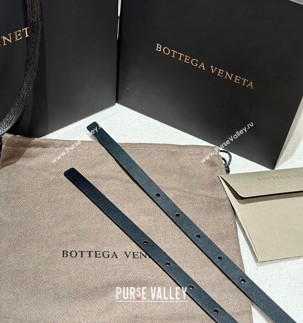 Bottega Veneta Calfskin Leather Belt with Knot Buckle Black/Silver 2025 BV26010403 (99-260104061)