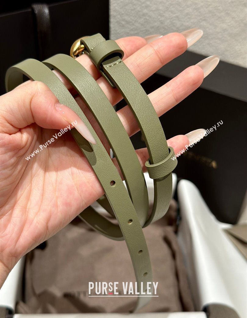 Bottega Veneta Calfskin Leather Belt with Knot Buckle Green/Gold 2025 BV26010403 (99-260104062)